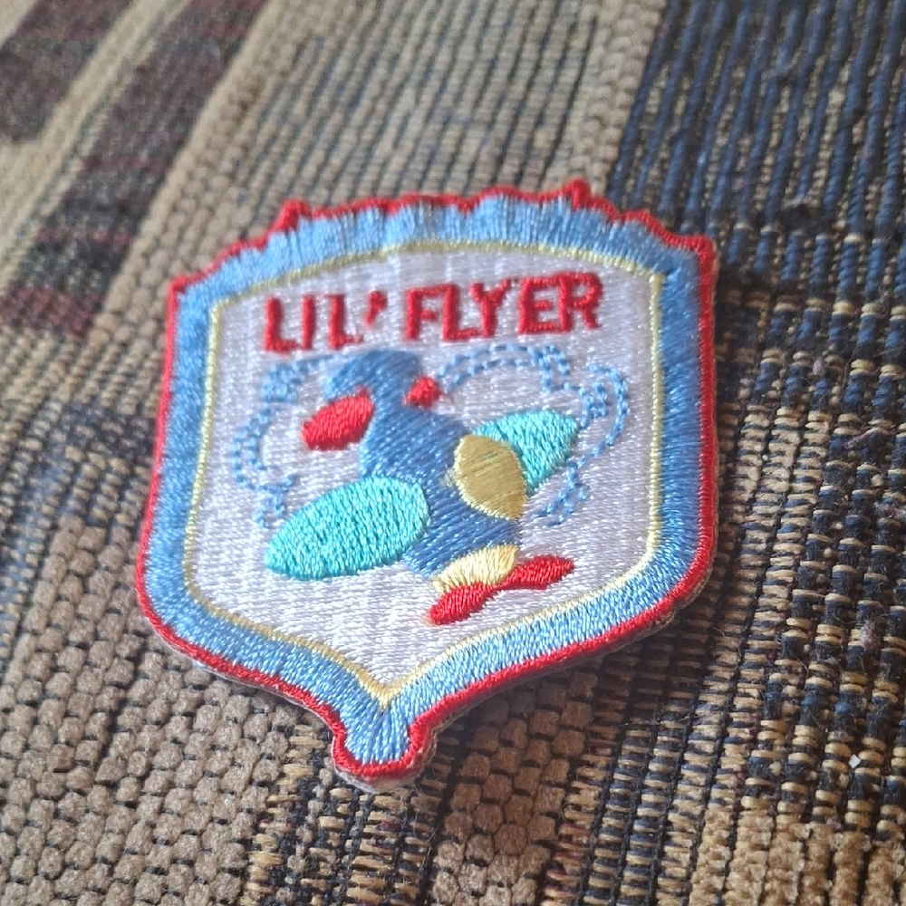 Lil' Flyer Embroidered Airplane Patch - Red, Light Blue, Yellow